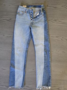 Levi's 501's, Two-Tone Spliced Deconstructed Streetwear Straightleg Jeans
